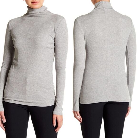 VINCE Ribbed Knit Turtle Neck Grey Top - Picture 1 of 7